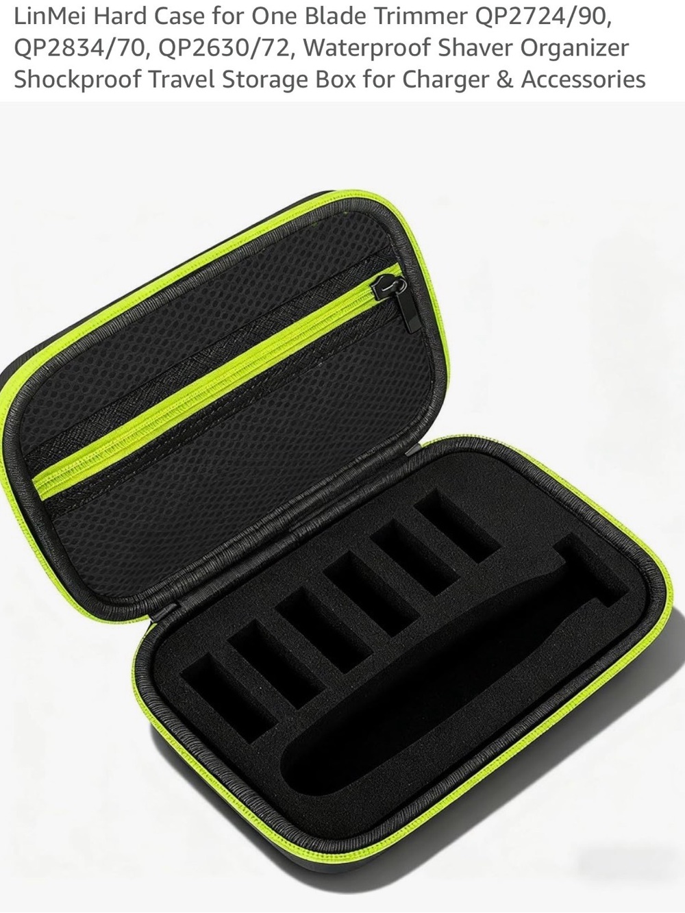 NWT Hard Travel Case with Neon Green Trim for Trimmer Accessories